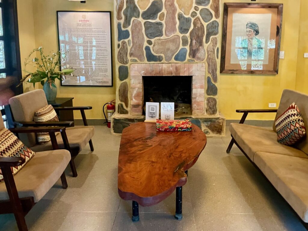 Reception area at Panhou Retreat in Hoang Su Phi, Vietnam