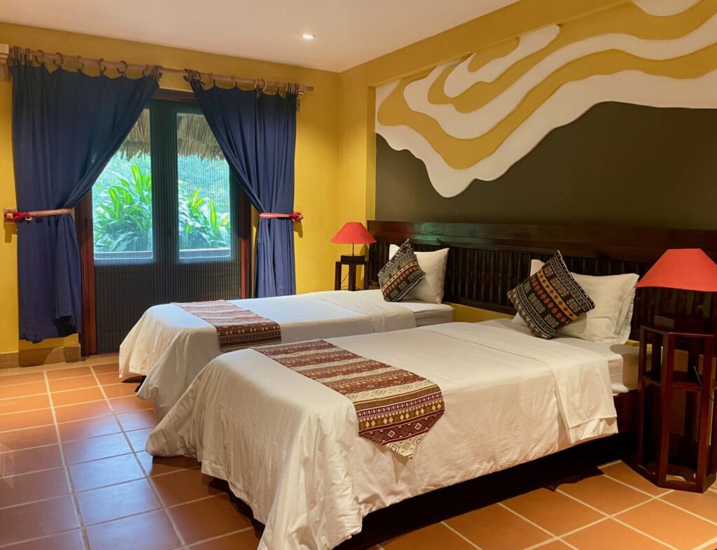 Interior of my room at Panhou Retreat in Hoang Su Phi, Vietnam