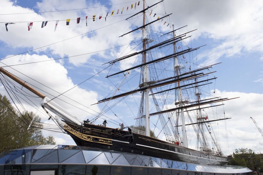 Cutty Sark, Greenwich, London, historic 19th-century tea clipper, now preserved as a museum ship