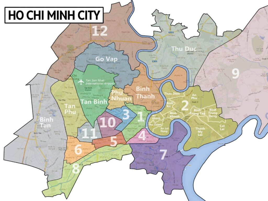 Map of Ho Chi Minh City districts
