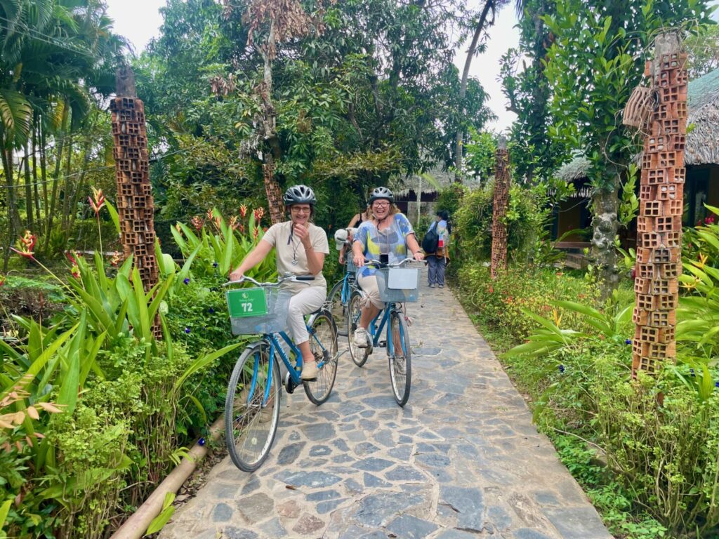 My travel companions departing from Mekong Lodge for the cycling excursion to Tan Phong Island