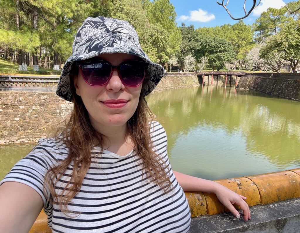 Paola Bertoni inside the Tu Duc Tomb complex, Hue, Vietnam