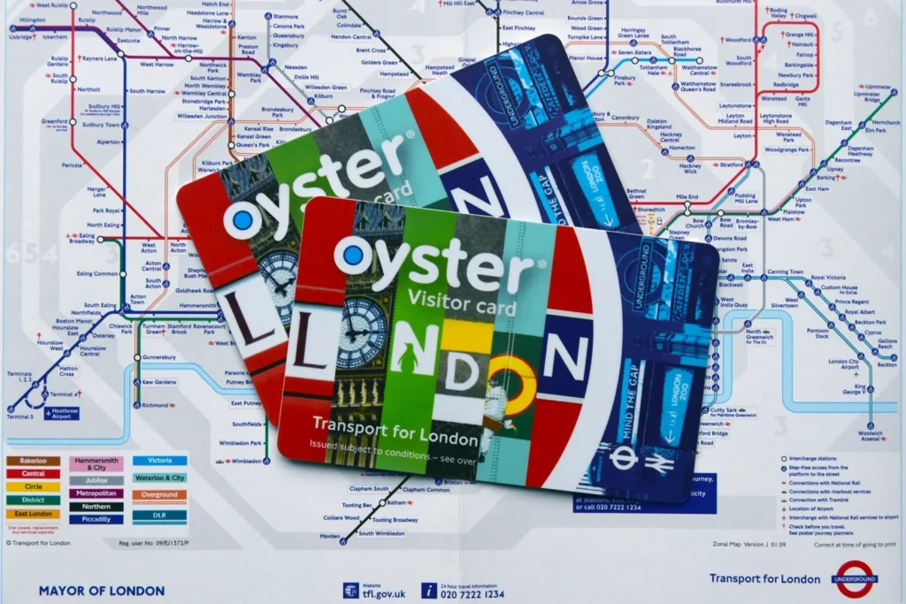 Oyster Card and Visitor Oyster Card on a London Underground map