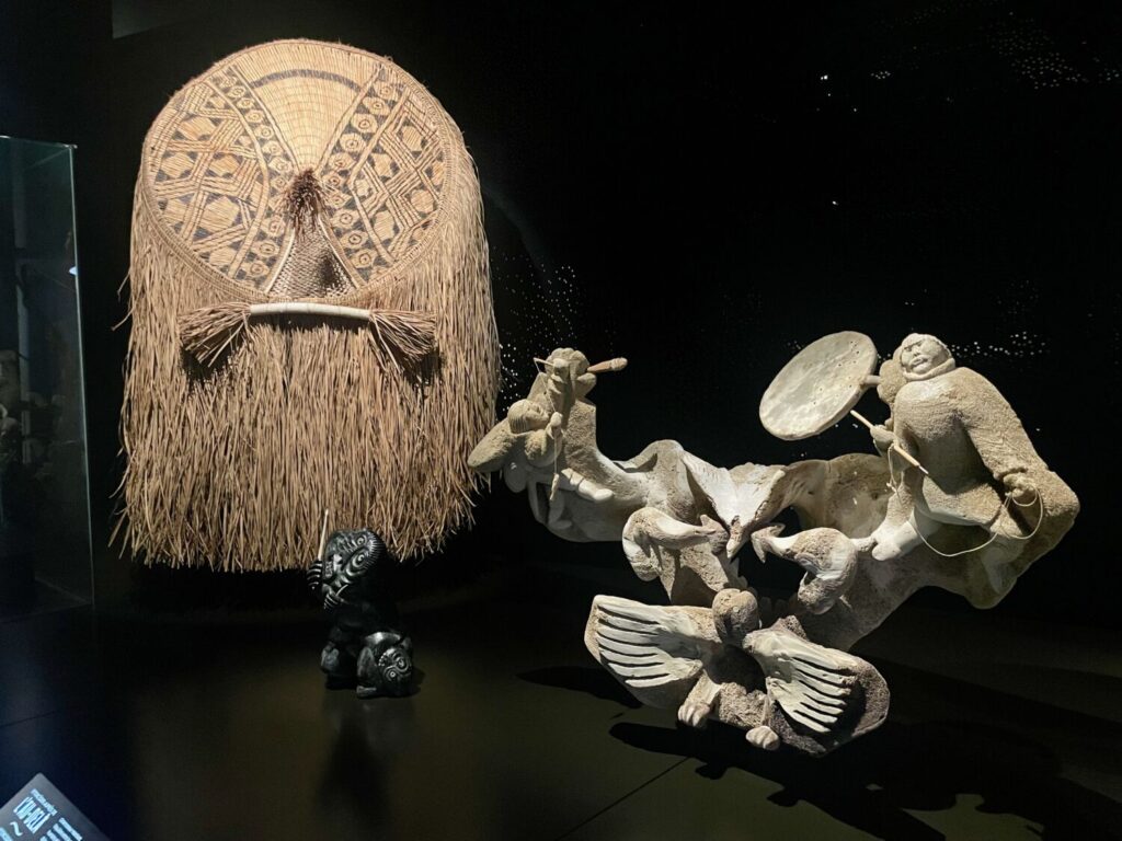 Anthropological objects displayed inside the Musée des Confluences, Lyon