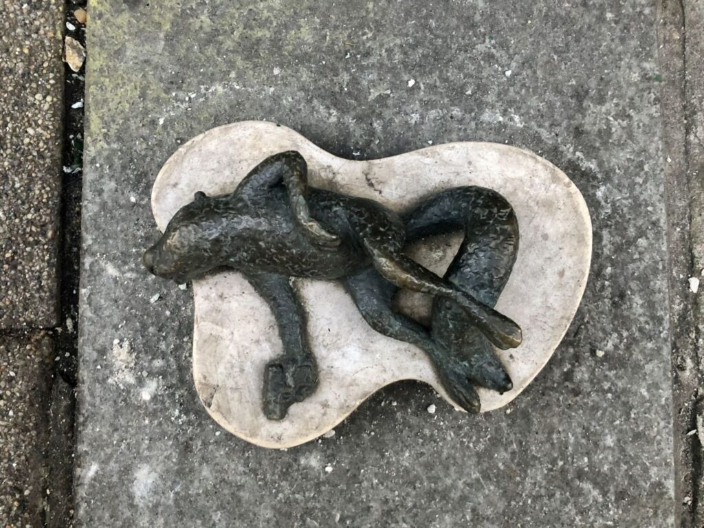 Dead Squirrel mini statue by Kolodko, Budapest