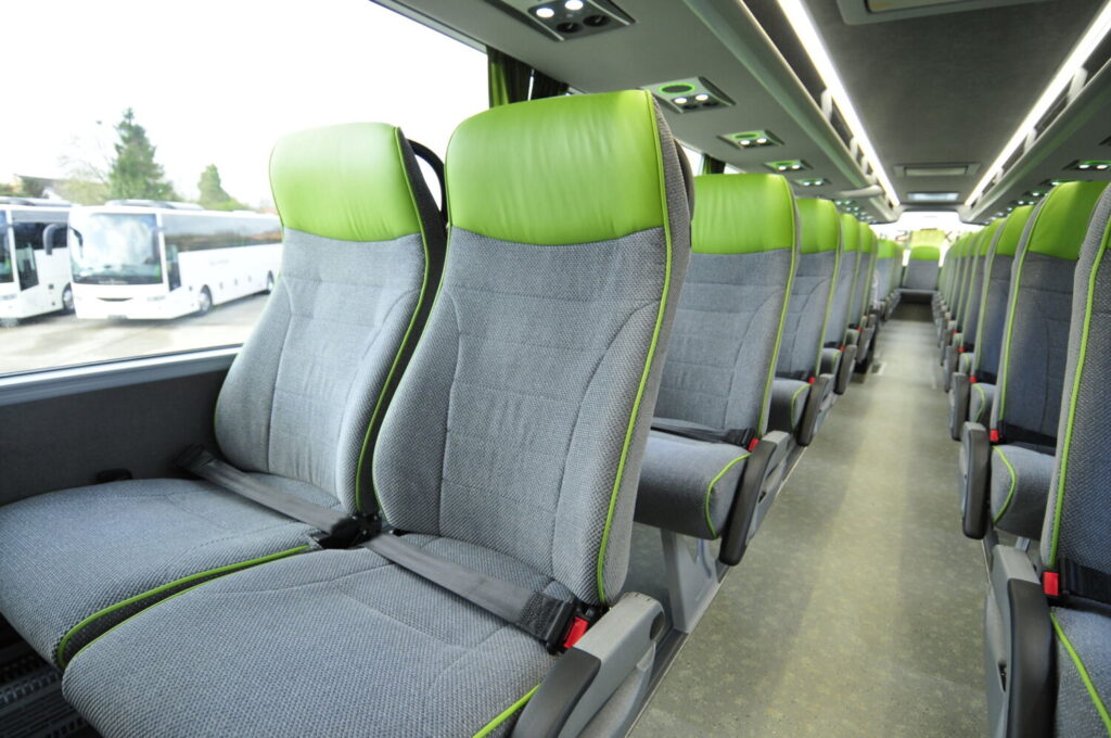 Interior of a FlixBus long-distance coach