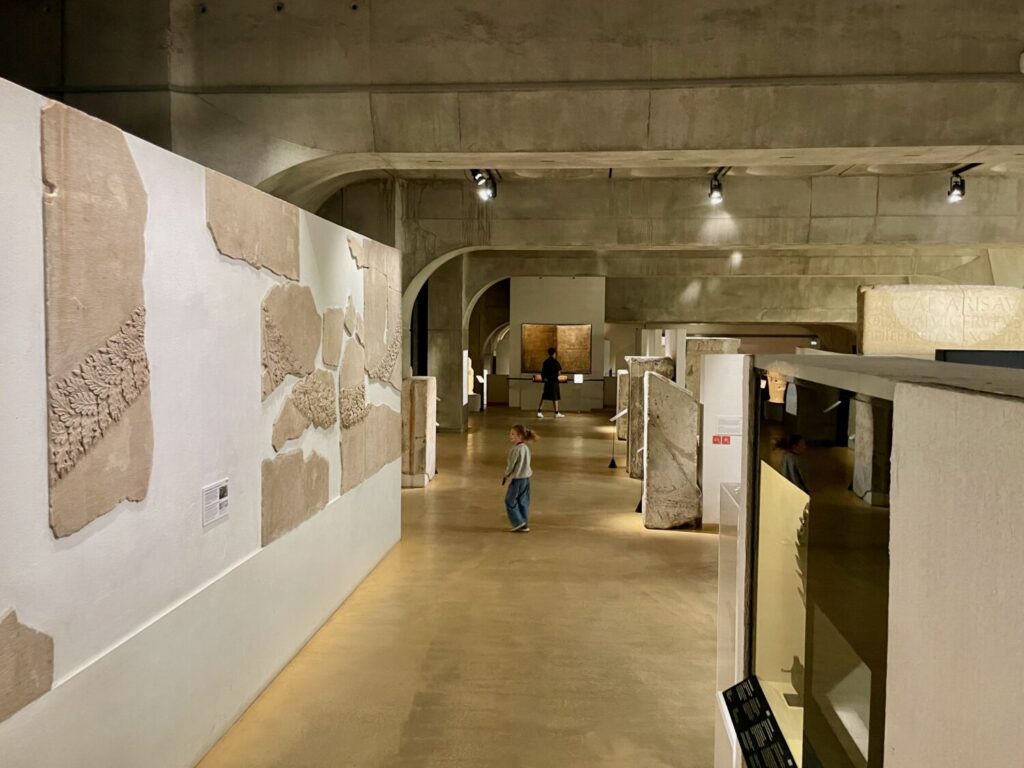 Brutalist architecture inside Lugdunum Museum, Lyon