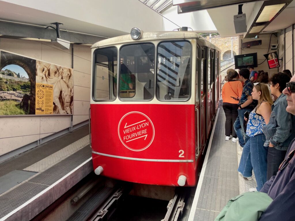 The Fourvière Funicular Railway connecting Lyon city centre with Fourvière Hill