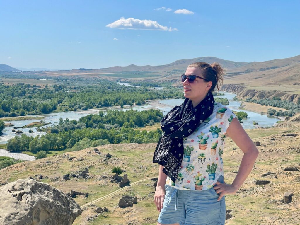 Paola Bertoni enjoying the panoramic view from Uplistsikhe
