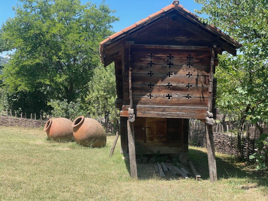 A marani with qvevri at the Giorgi Chitaia Open Air Ethnographic Museum in Tbilisi