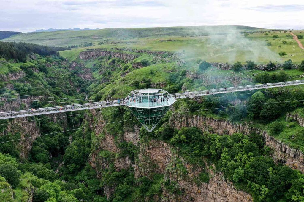 The suspended bridge with the sky bar at Kass Land, Georgia