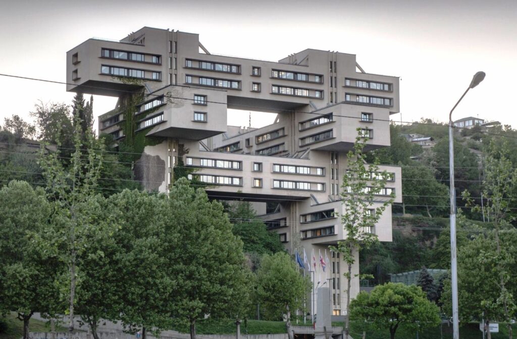 A brutalist building in Tbilisi, former home of Georgia's Ministry of Highways