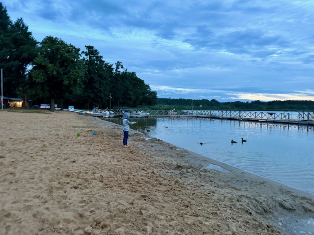 Sunset over Lake Łoniewskie in Osieczna, Poland